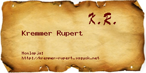 Kremmer Rupert névjegykártya